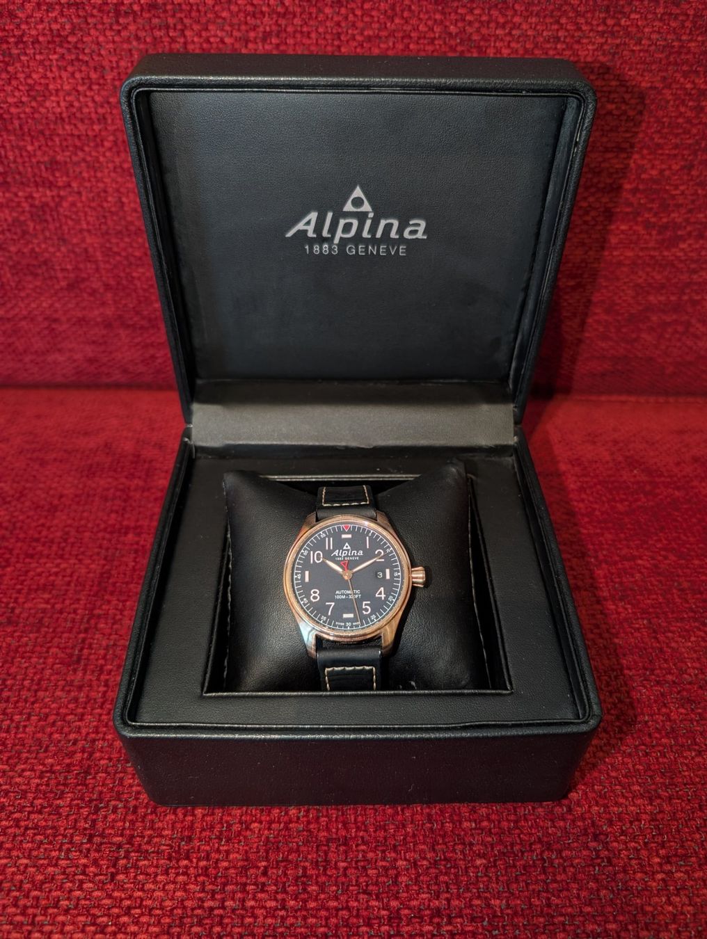 Alpina Orologi: Alpina Startimer Pilot Automatic 40mm, blau/rosé + Box, Pap. – Usato da Winterthur venduto da platten-laden 1