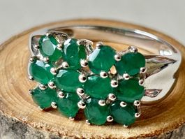 Ring Smaragd, Silber 925, Gr. 57, NEU