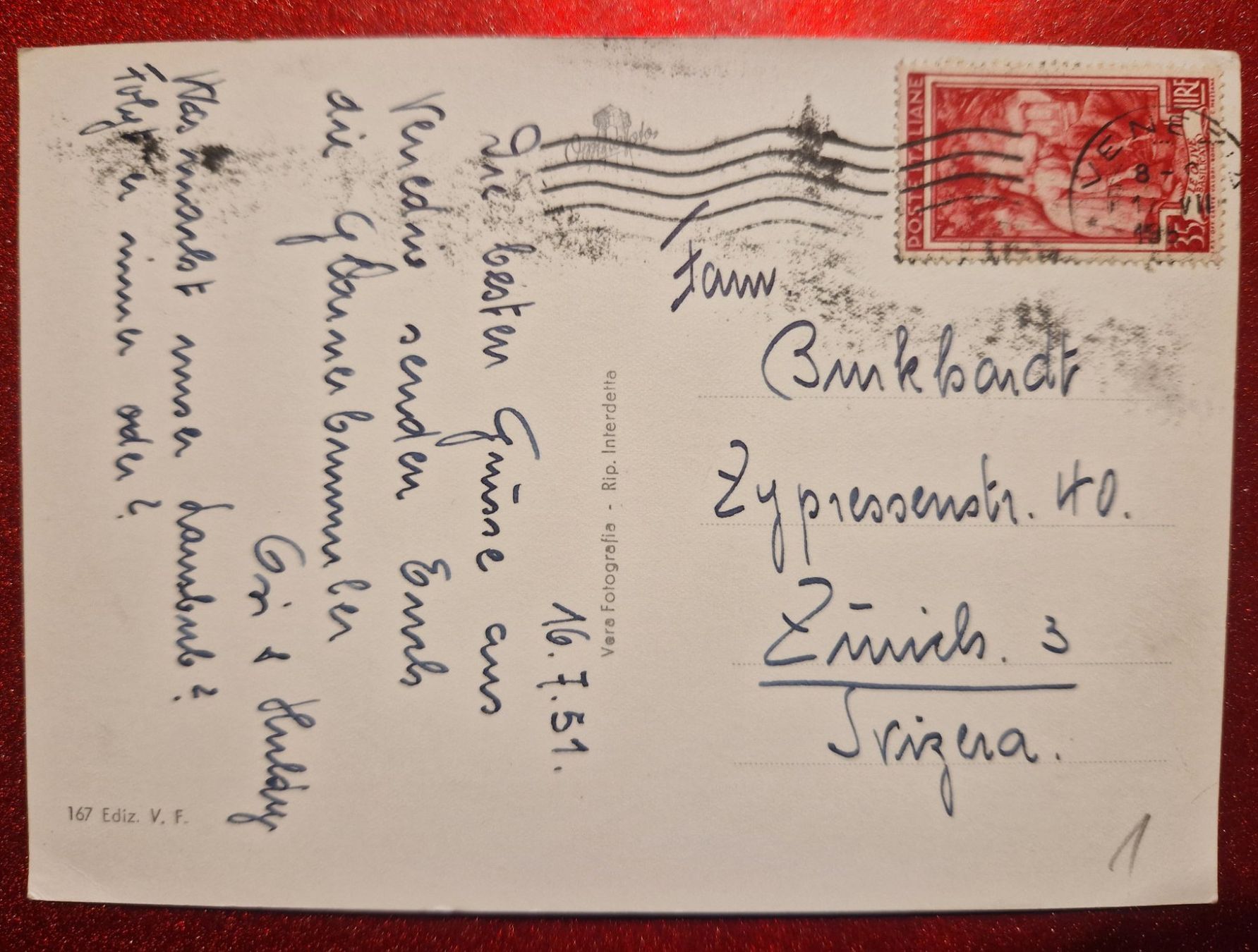 Cartoline postali: Venedig, Kirche San Marco 1951. – Usato da Melchnau venduto da Fishel 1