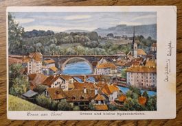 Bern, Gr. und kl. Nydeggbrücke 1902, n.Nesslau z.Frl. Hulder