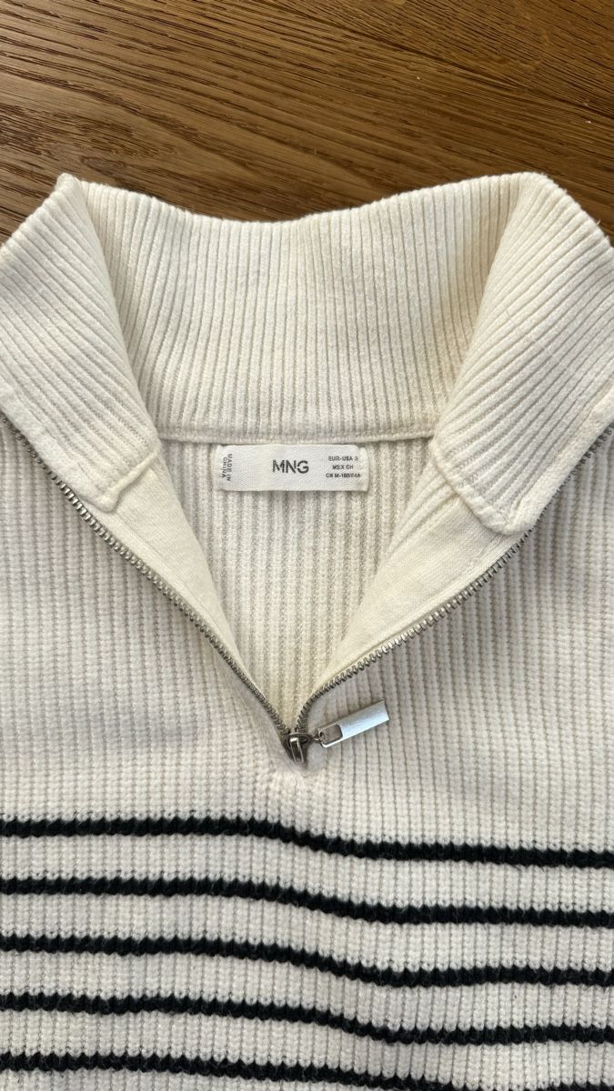 Mango Pullover & Sweatshirts: Mango Strickpullover gestreift mit Reissverschluss – S – Gebraucht aus Zürich von lin_syb2 1