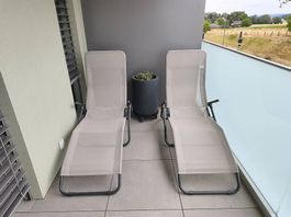 Relax Liege Stühle beige 2er Paket 