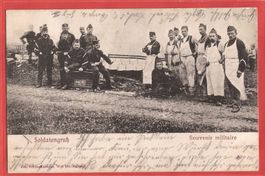 Militär mit Küchenmannschaft - schöner Feldpoststempel 1905
