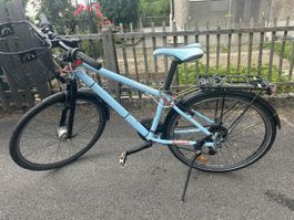 MTB cycltech Damenfahrrad hellblau, Korb, Gepäckträger