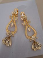 Statement wertige vergoldete Clips vintage mit Cristallen