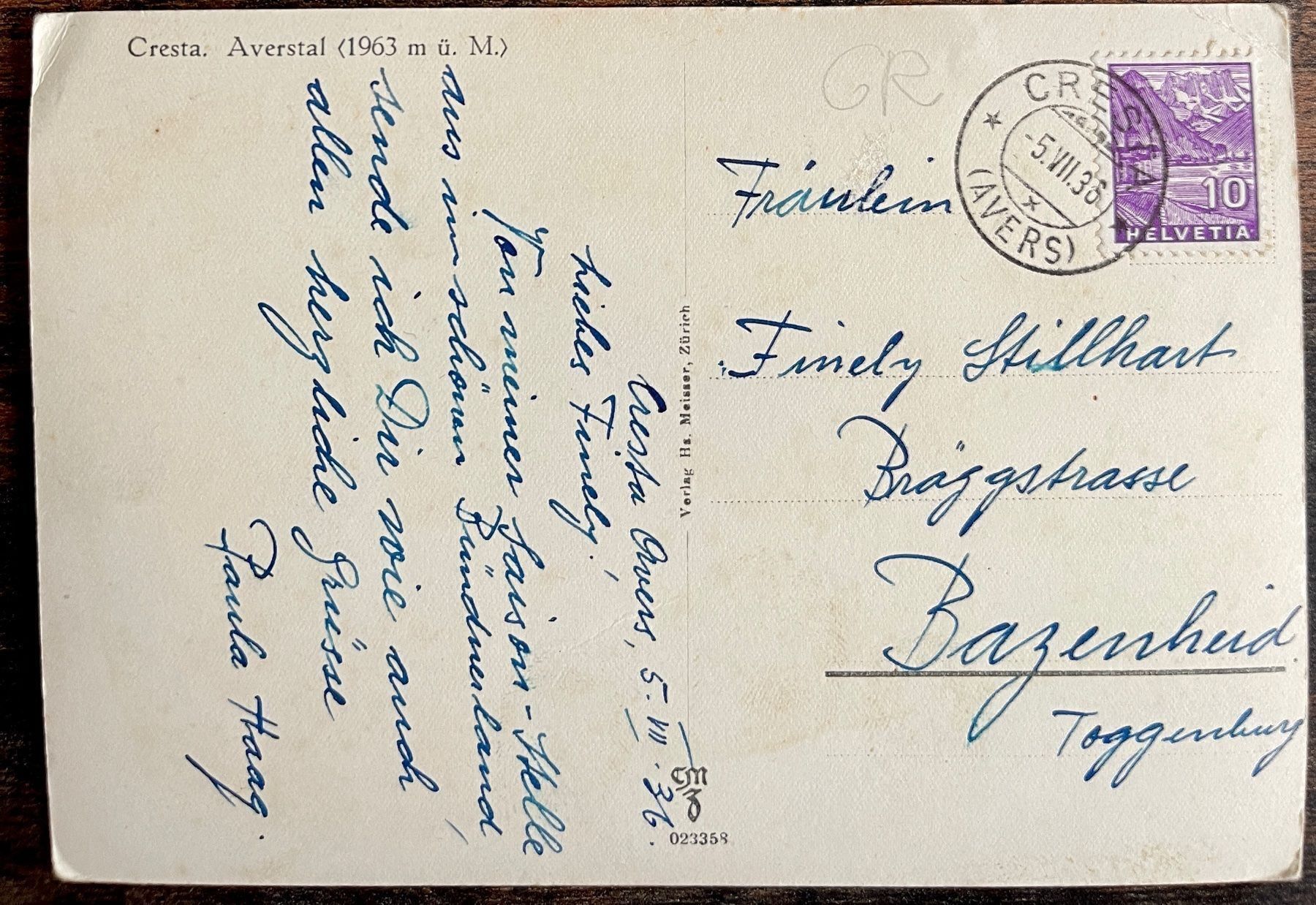 Cartoline postali: CRESTA - AVERSTAL 1936 – Usato da Lutry venduto da Ediego 1