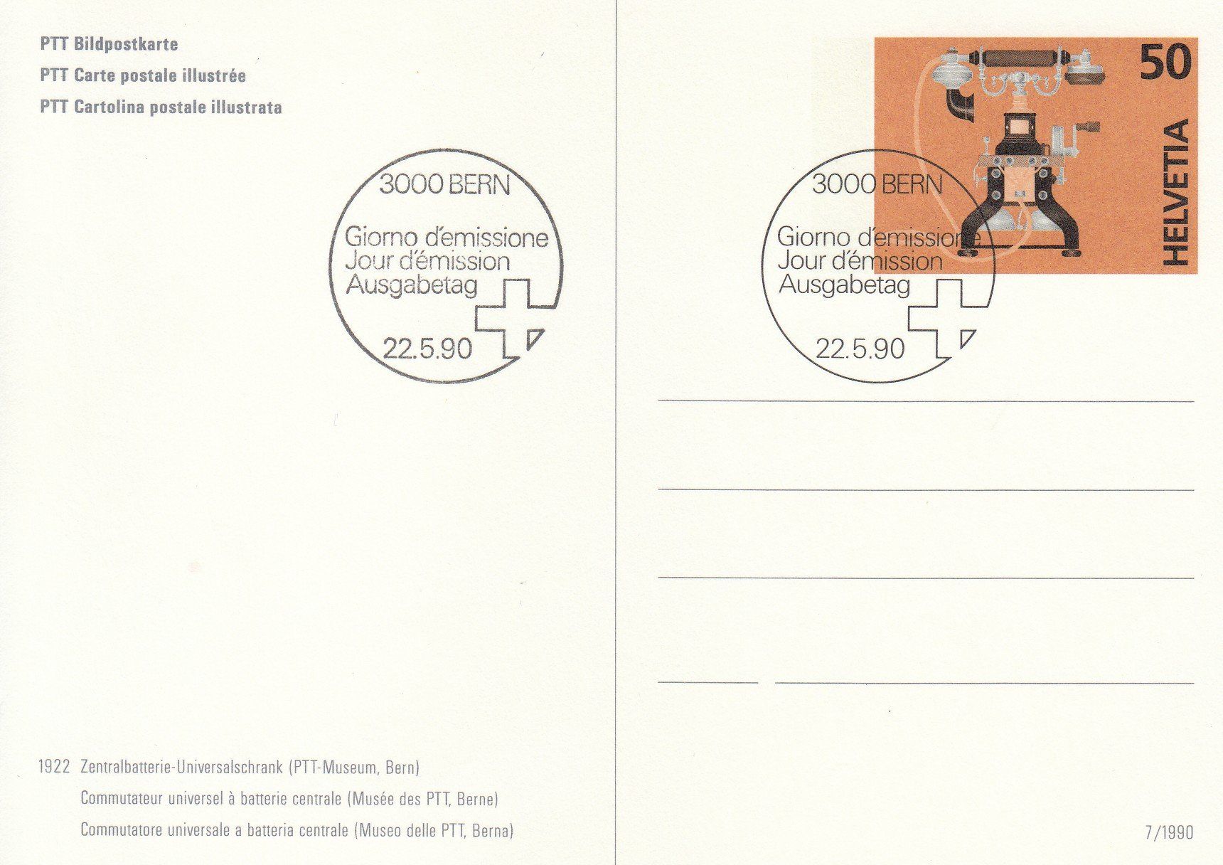 Cartoline postali: 3 PTT Bildpostkarten ET 22.5.1990 – Usato da Spreitenbach venduto da Mustang_1105 5