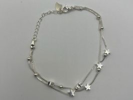 Bracelet double rang étoiles et billes en Argent 925