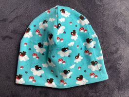 NEUE Beanie/Mütze Gr. 46 (ca. 10-18 Mt.), Vögeli/Blüemli