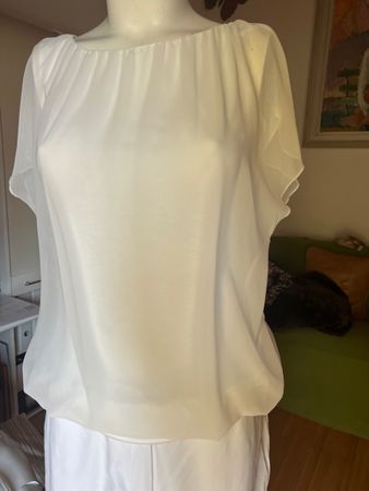 ärmellose Bluse weiss, gefüttert mit Baumwollshirt (Träger)