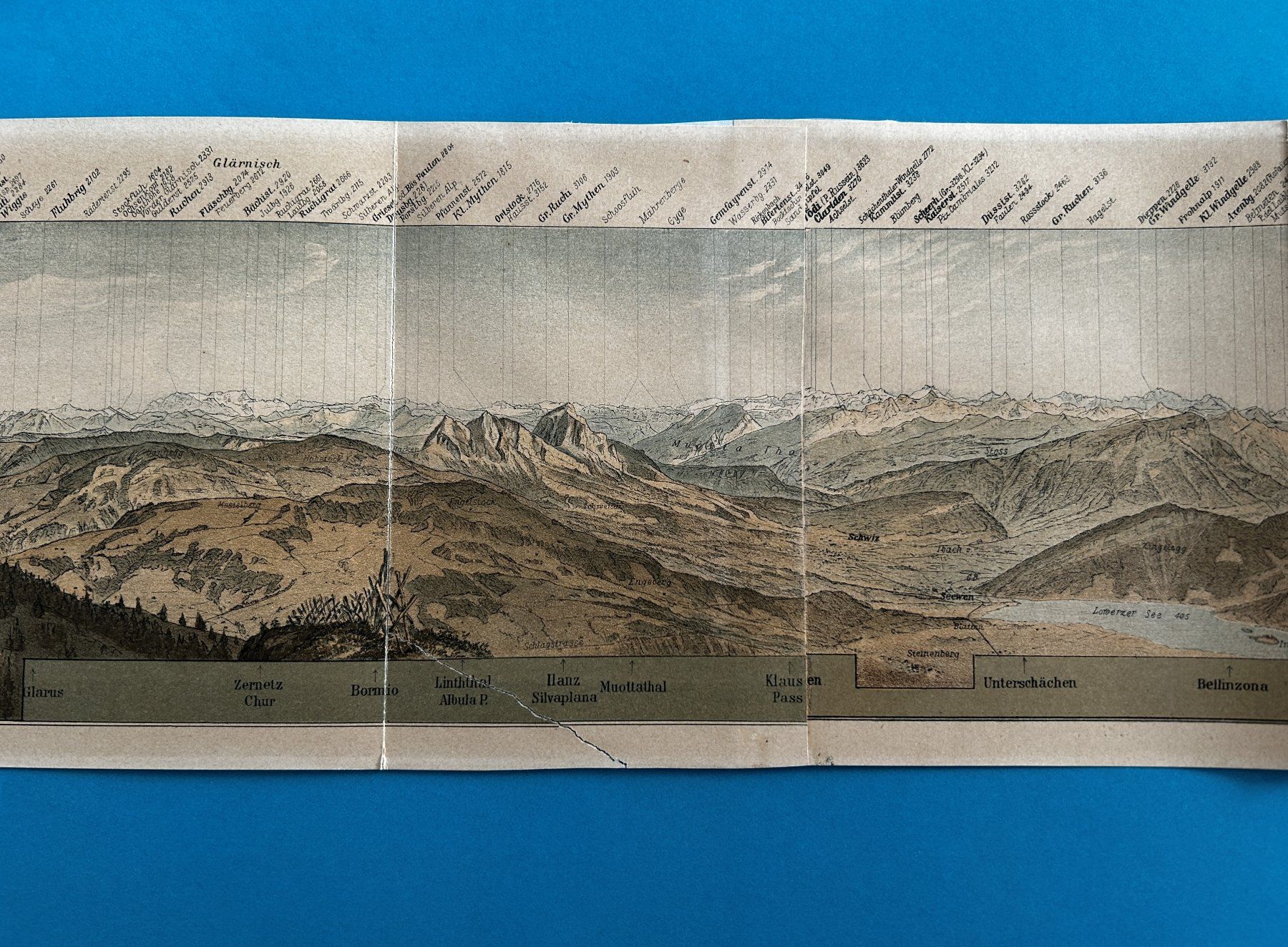 Cartine & Atlanti: PANORAMA VOM ROSSBERG (SAC 1887) – Usato da Zürich venduto da Domus09 4