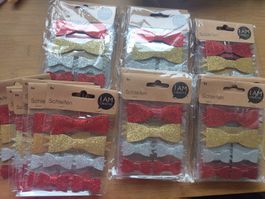 40 Pack Schleifen Glitzer Gold Rot Silber Klebend Neu