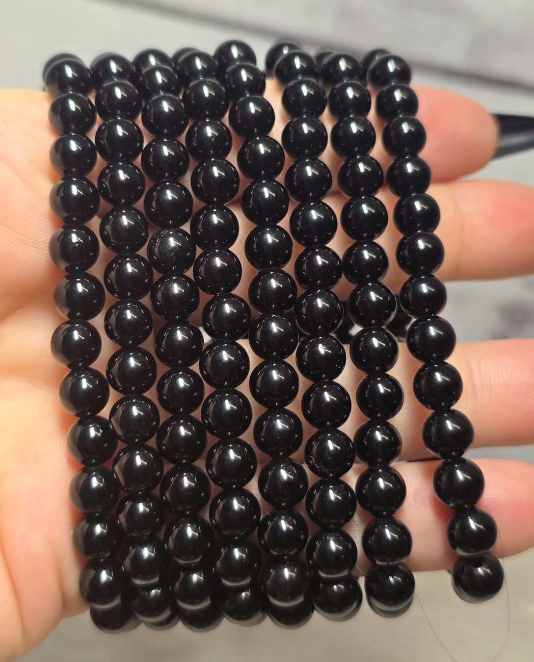 Minerali & Pietre curative: Schwarzes Obsidian Armband 6.7mm – Nuovo e nell'imballaggio originale da Matzingen venduto da Shay_Crystalz 1