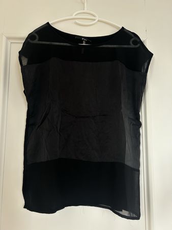 Seiden Top Schwarz - Black Silk Shirt - Size S