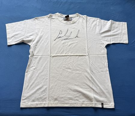 Weisses T-Shirt mit Unterschrift Paul Accola - Gr. L