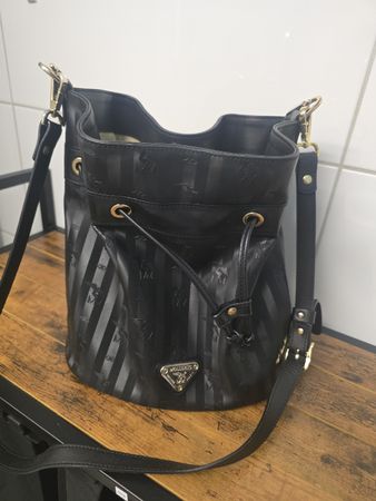 Tasche schwarz gestreift mit Logo guter Zustand
