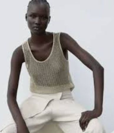 Neu ZARA METALLIC THREAD KNIT TOP,  M