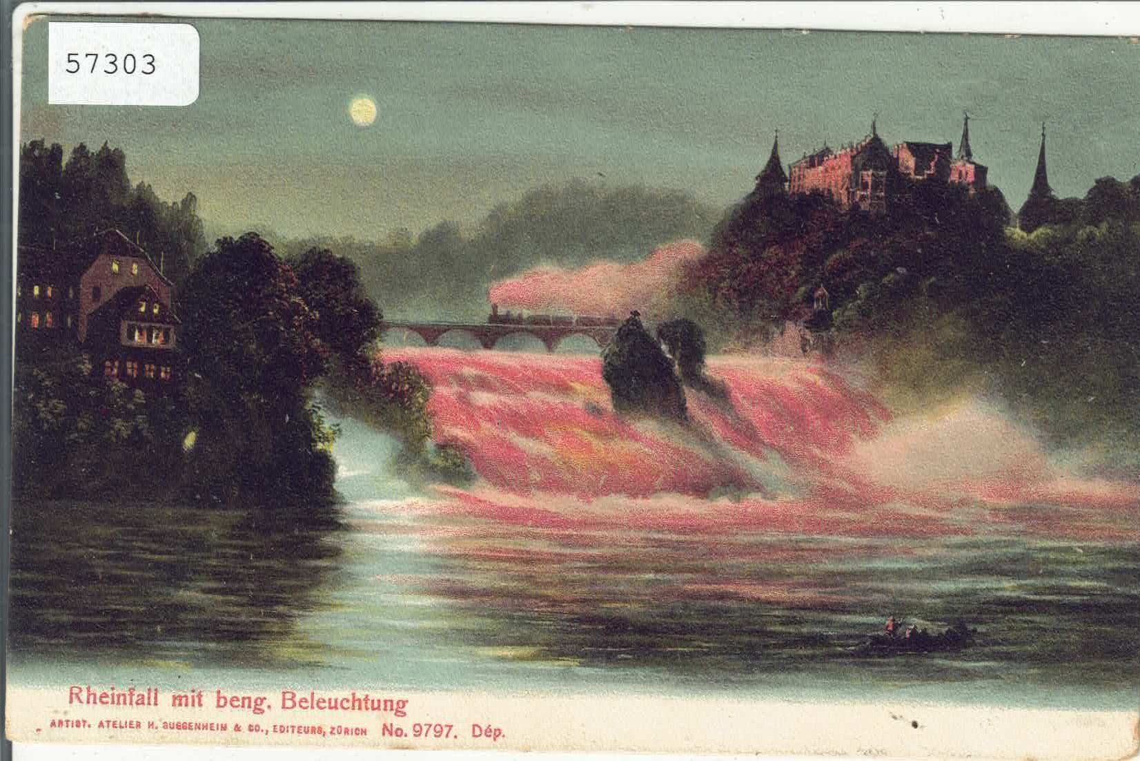 Cartoline postali: Rheinfall mit beng. Beleuchtung - Litho – Usato da Ettingen venduto da Kartenplanet