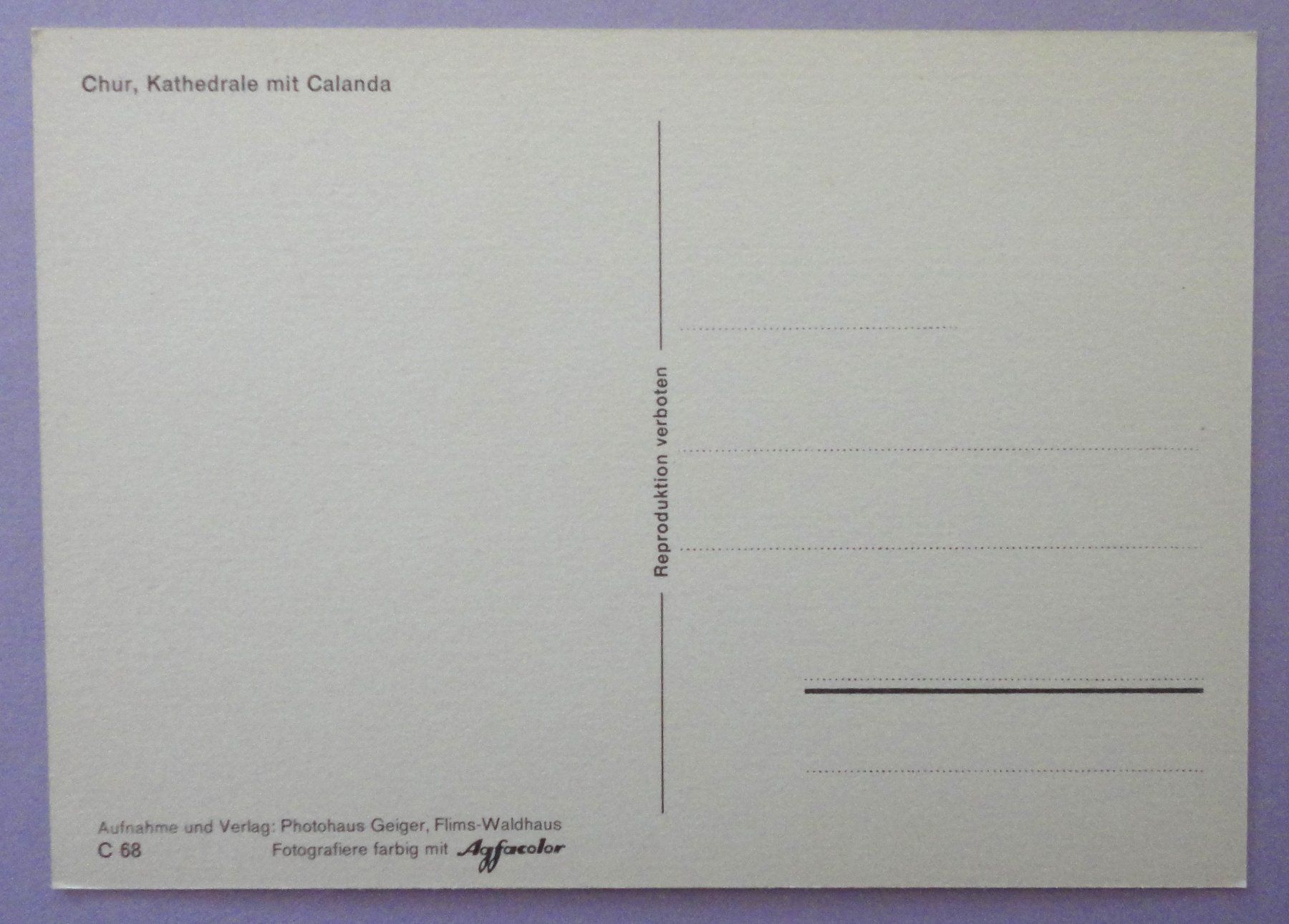 Cartes postales: Chur, Kathedrale mit Calanda – D'occasion à Fétigny par Billy2miny 1