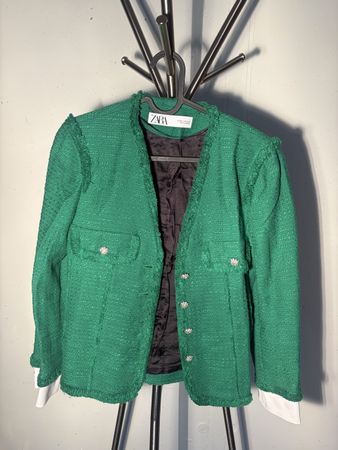Zara Blazer grün Strukturstoff Grösse XS