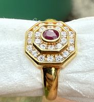 Wunderschöner Damenring, 750 Gold, mit 26 Brillanten, Unikat