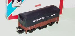 Lima H0 3178 Güterwagen mit Plane VW, Audi, Relex-Kupplungen