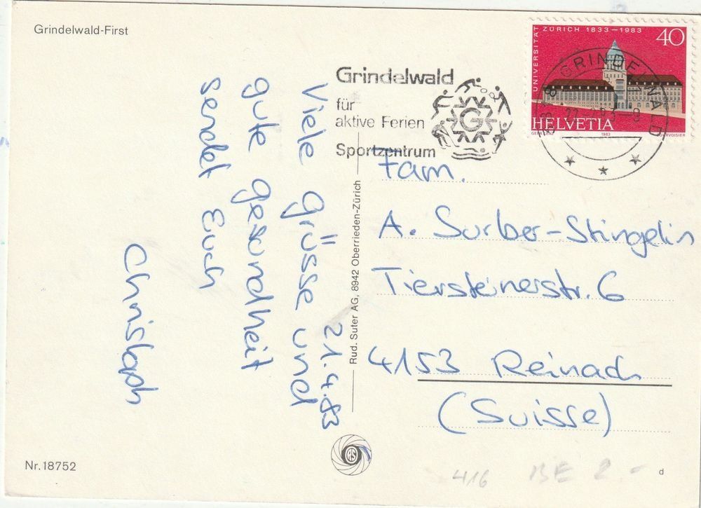 Cartoline postali: Grindelwald First Winter Mbk – Usato da Lumbrein venduto da made02 1