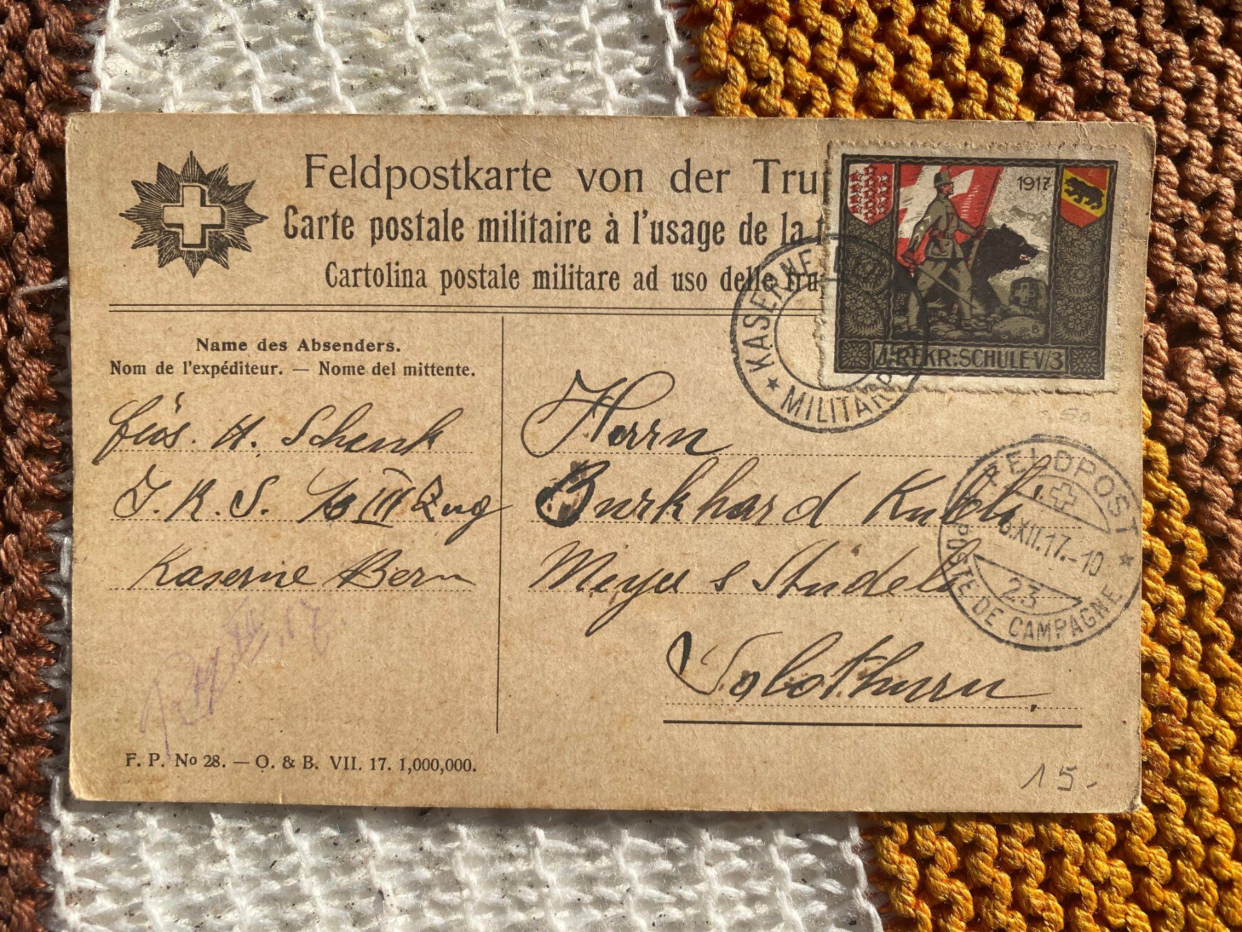 Cartoline postali: 1917 PK Militär 17 – Usato da Langendorf venduto da Antik-Samariter