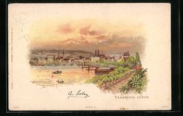 Zürich, Seebrücke im Abendrot, 1899