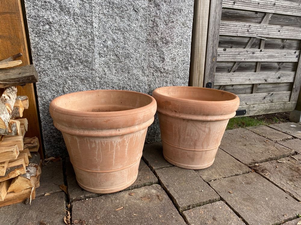 2 schöne, grosse Terracotta Tontöpfe 40x43cm Kaufen auf Ricardo