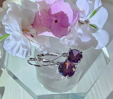 Ohrringe 925 Silber mit lila Zirkonia ❣️Neu❣️