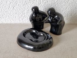 Vintage Salz- und Pfefferstreuer Umarmende Skulpturen Liebes