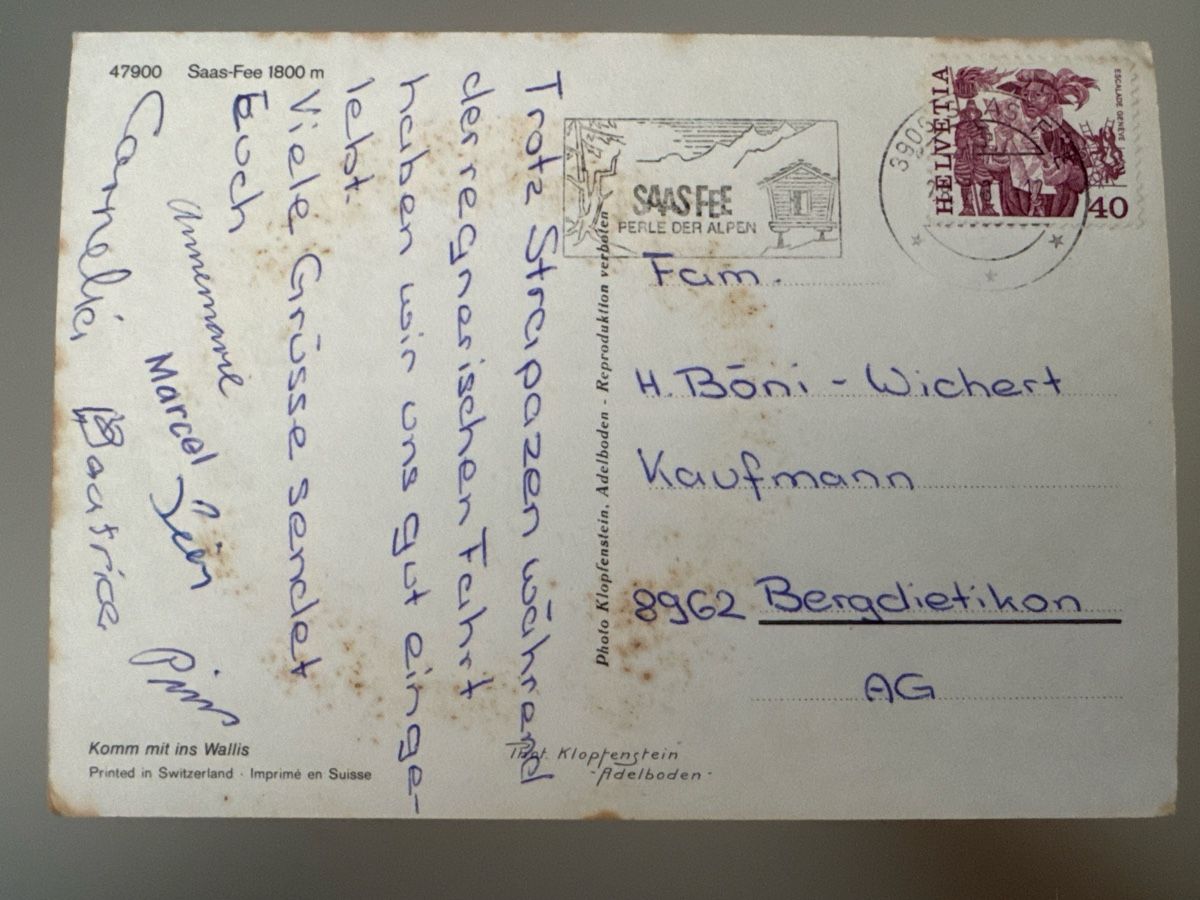 Ansichtskarten: Saas Fee  AK – Gebraucht aus Zürich von Smarties13 1