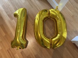 Number Balloons 1 and 0 Gold Foil Birthday Party Celebration