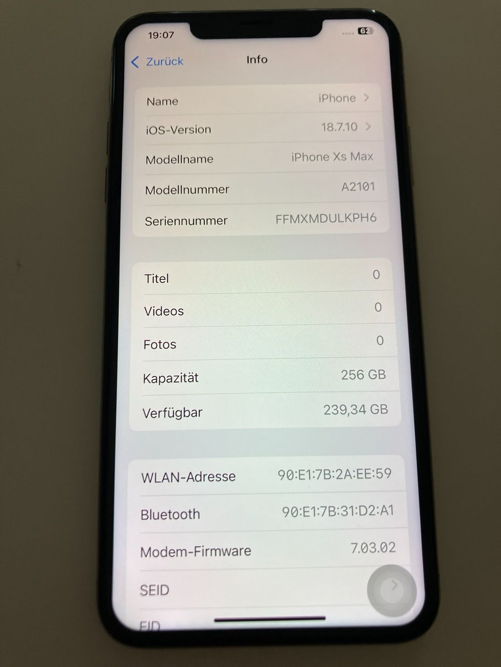 Apple Handys / Smartphones: iPhone XS Max / 256GB / Model A2101 / Face ID – Gebraucht aus Meisterschwanden von Discus0 1