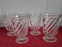 4 verres à eau vintage en verre torsadé C23