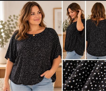Damen Bluse C&A schwarz gepunktet Grösse 42 guter Zustand