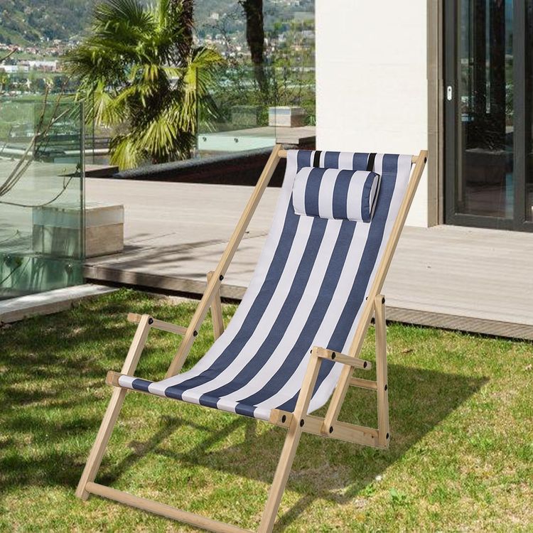 Holz Liegestuhl klappbar Strandliege Garten Balkon Armlehne Kaufen