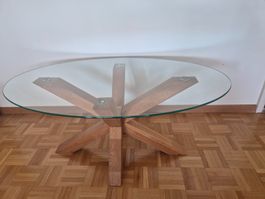 Couchtisch Glas Holz oval