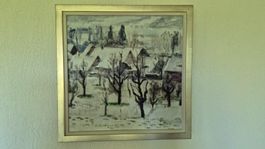 Gemälde Winterlandschaft Kurt Hediger 1977