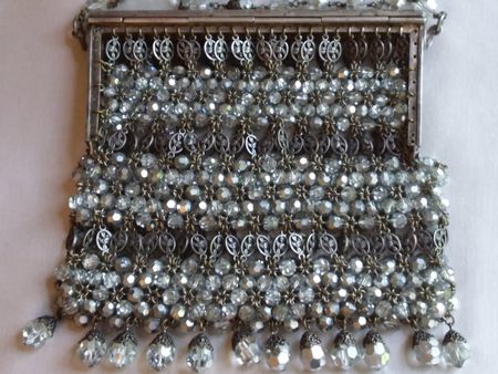 Antike TOP Alpaka Glas/Metall Abendtasche ca 1920