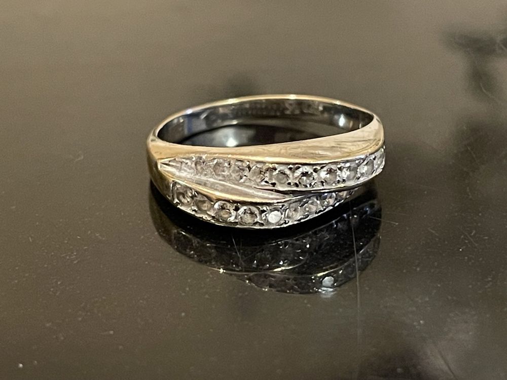 Bague En Or Blanc 9 Carats à 3 Pierres Zircon - Pour Enfants, Taille Ajustable