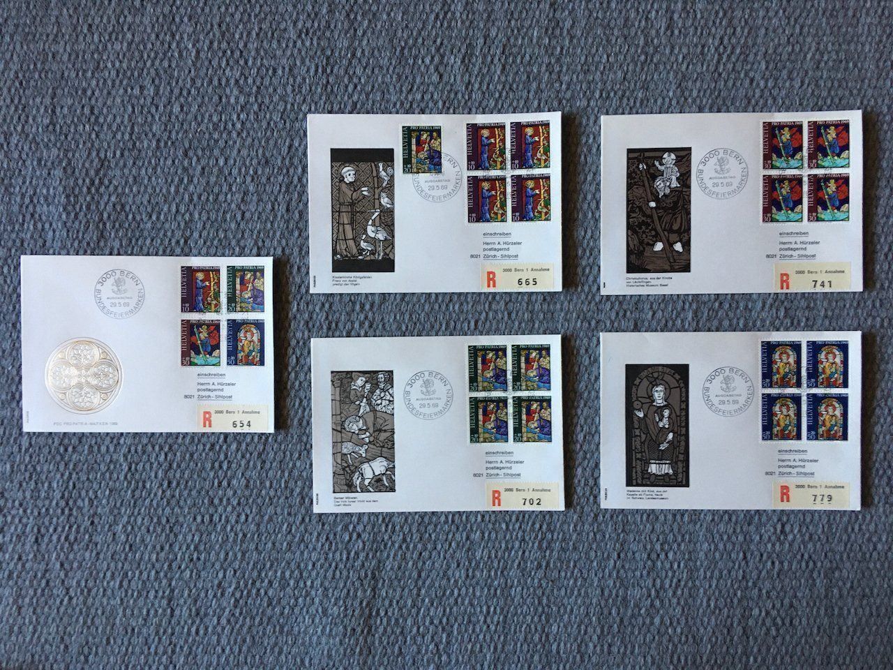 Tutti i francobolli: Pro Patria 1969 FDC mit Viererblöcken – Usato da Nesslau venduto da zueri6