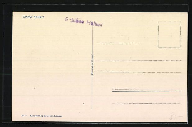 Cartoline postali: AK Hallwil, Schloss Hallwil – Usato da Berlin venduto da bartko-reher 1