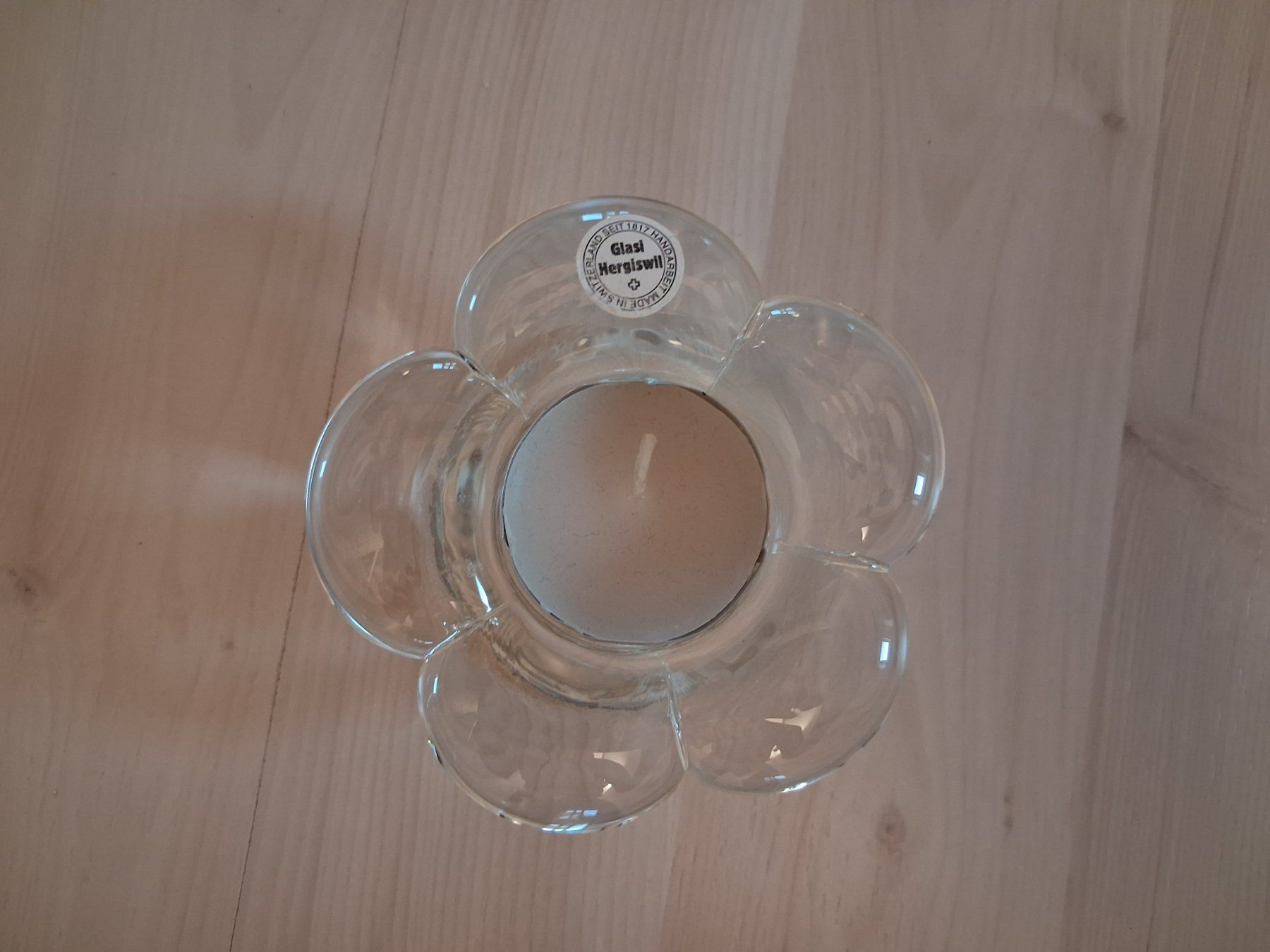 Glasi Hergiswil Portacandele: TEELICHTHALTER BLUME GLAS – Nuovo (secondo la descrizione) da langnau venduto da Santos1411