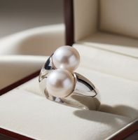 Eleganter Silberring 925 mit zwei echten Perlen - NEU