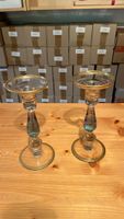 Stilvolle Glas Kerzenständer mit Goldrand 