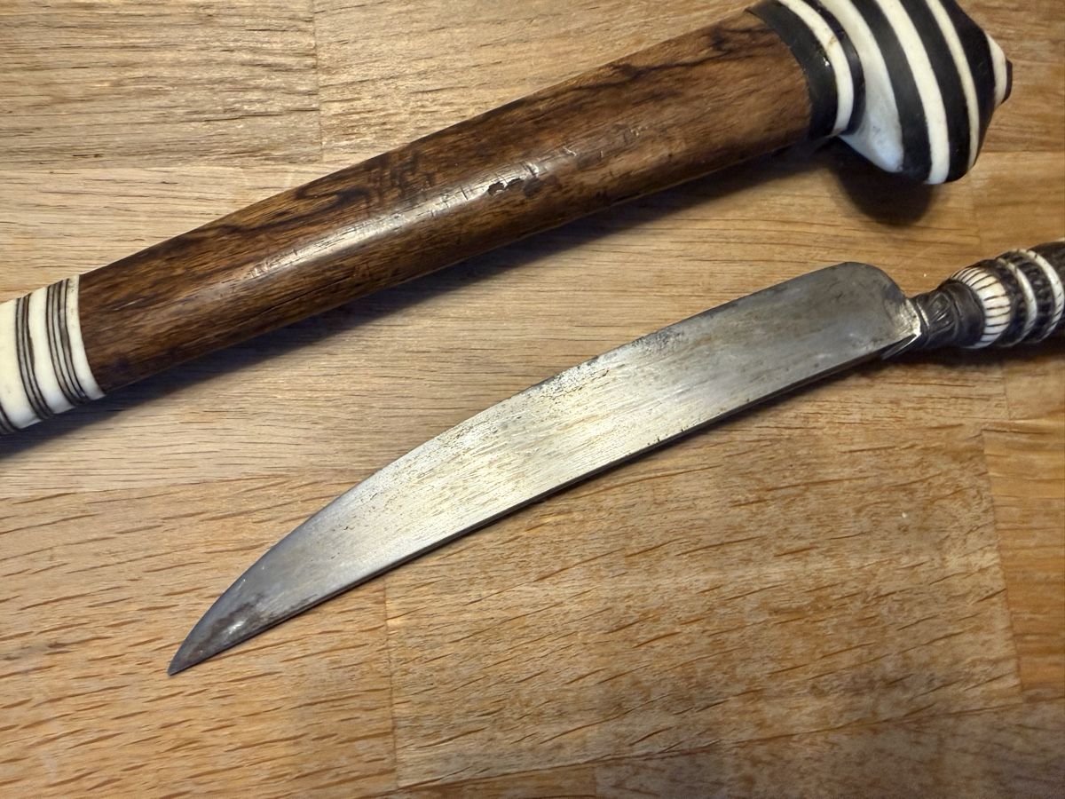 Posate: Antiker Kris Dolch mit Scheide, antikes Messer Jagdmesser – Usato da Goldach venduto da Messerguru 3