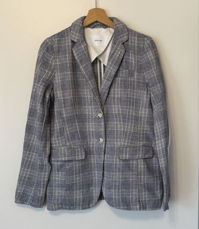 OPUS Blazer JALINKA FINE CHECK Gr. 36 Leinen-Mix 