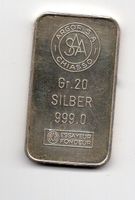 (1099) Silberbarren 20 g, Argor, stgl